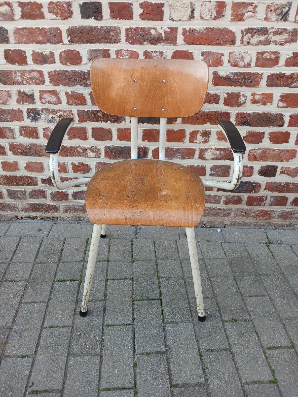 Vintage schoolstoel Semal, Ophalen, Gebruikt, Metaal, Eén