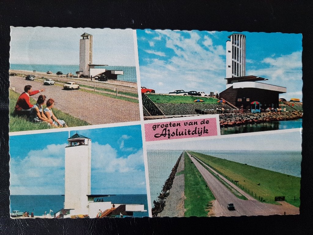 Afsluitdijk, Holland-Friesland, 4 luik, gelopen., Verzamelen, Ansichtkaarten | Nederland, Verzenden, 1960 tot 1980, Gelopen, Noord-Holland