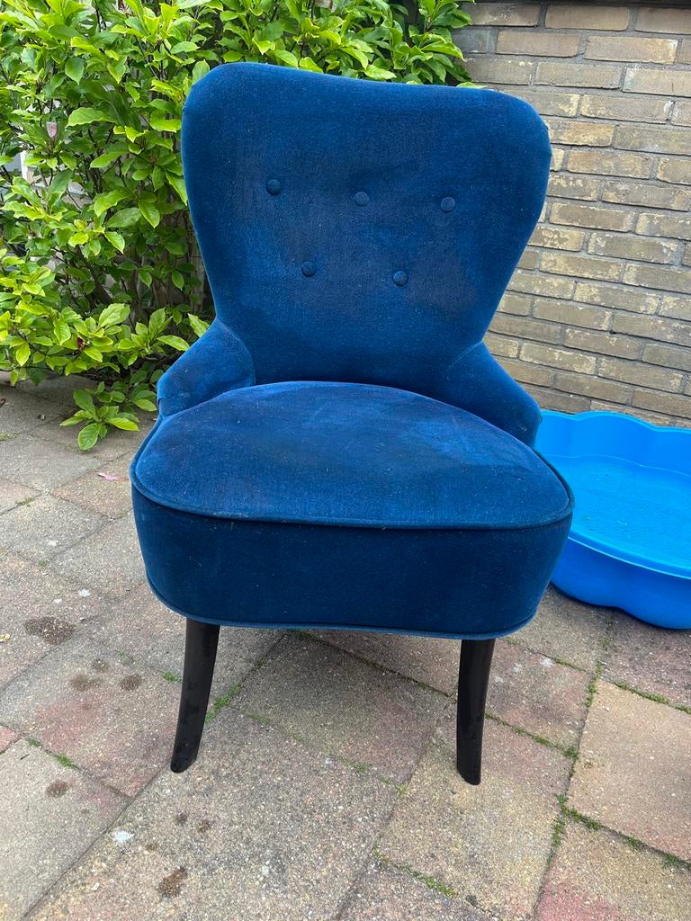 Ikea remsta Stijlvolle blauwe fluwelen fauteuil, Huis en Inrichting, Ophalen, Gebruikt