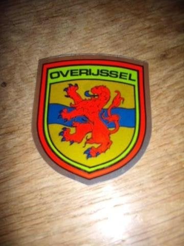 Provinciewapen sticker Overijssel 7 x 8 cm, Ophalen of Verzenden, Zo goed als nieuw, Bedrijf of Vereniging