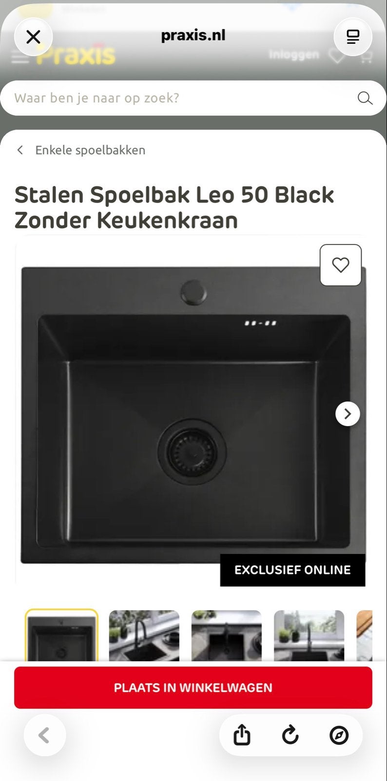 Nieuwe Rea Leo 50 Black Stalen Spoelbak - Zonder Kraan, Overige typen, Nieuw, Ophalen of Verzenden, Zwart