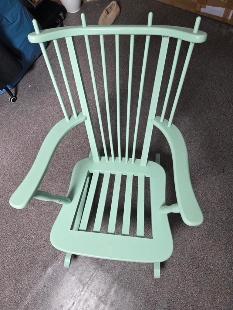 Vintage Schommelstoel - Mintgroen Houten Design, Ophalen