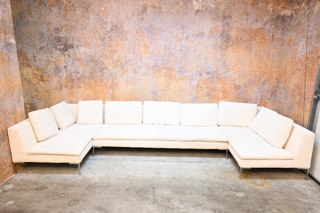 IZGS 2 fraaie stoffen B&B Italia Charles chaise longues, Hoekbank, 300 cm of meer, Ophalen of Verzenden, Zo goed als nieuw