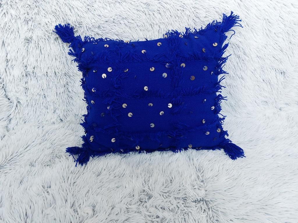 Prachtige Nieuwe Handgemaakte Wollen Kussenhoes koningsblauw, Ophalen of Verzenden, Nieuw, Blauw, Vierkant