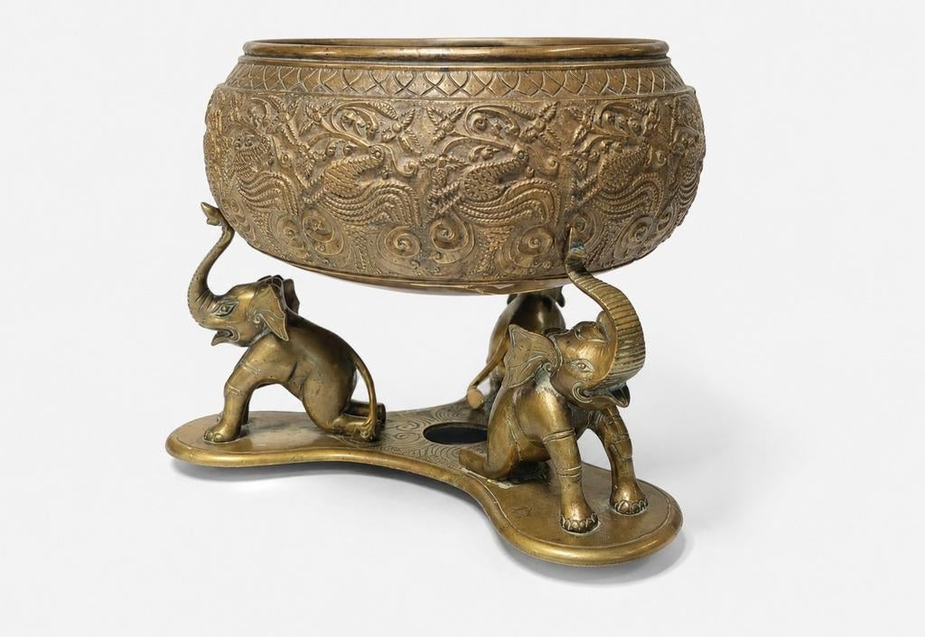 Bronzen Kom met Olifantenstandaard, Ophalen of Verzenden
