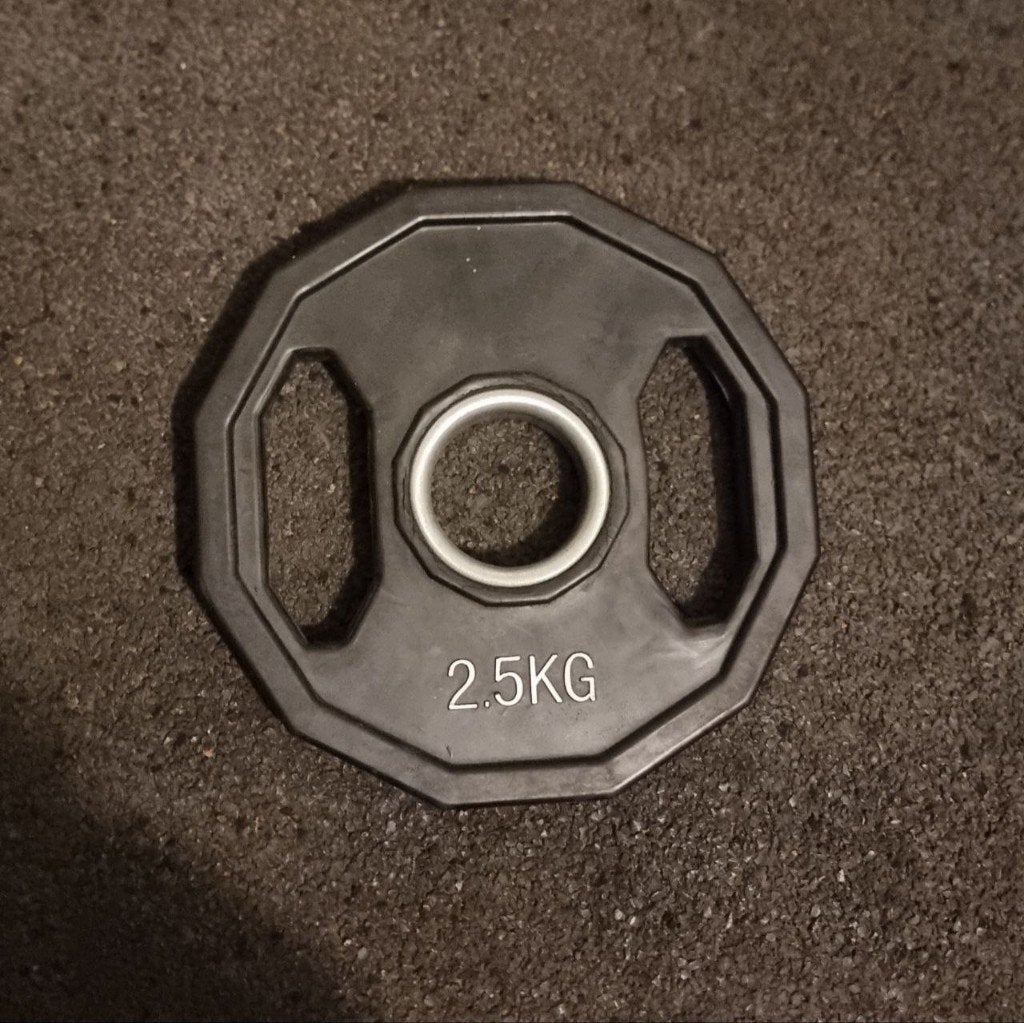 2x Halterschijven 2,5KG, Ophalen of Verzenden, Zo goed als nieuw, Rug, Halterschijven