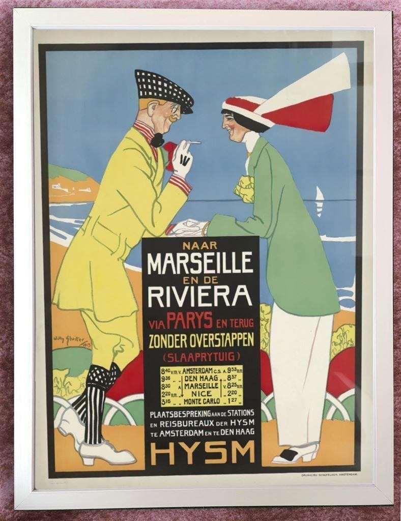 [Poster in Frame] Willy Sluiter HYSM trein affiche, Verzenden, Nieuw, Trein, Overige typen