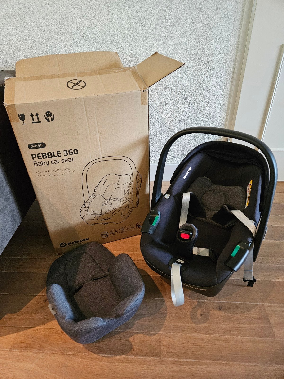 Maxi-Cosi Pebble 360 i-Size Autostoeltje - Essential Black, Ophalen, Gebruikt, 0 t/m 13 kg, Maxi-Cosi