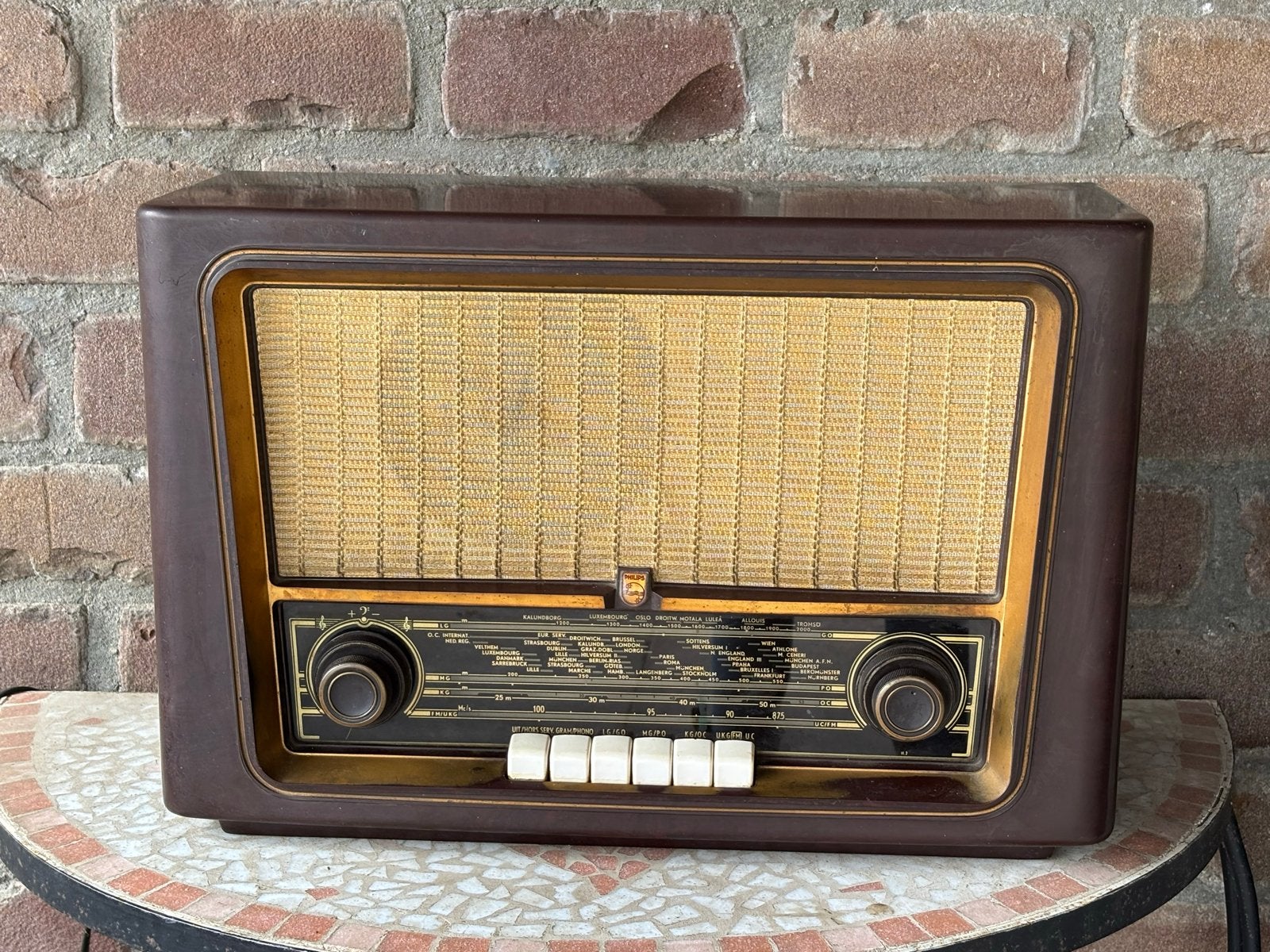 Vintage Philips buizenradio - Jaren '50 design, Ophalen, Gebruikt, Radio