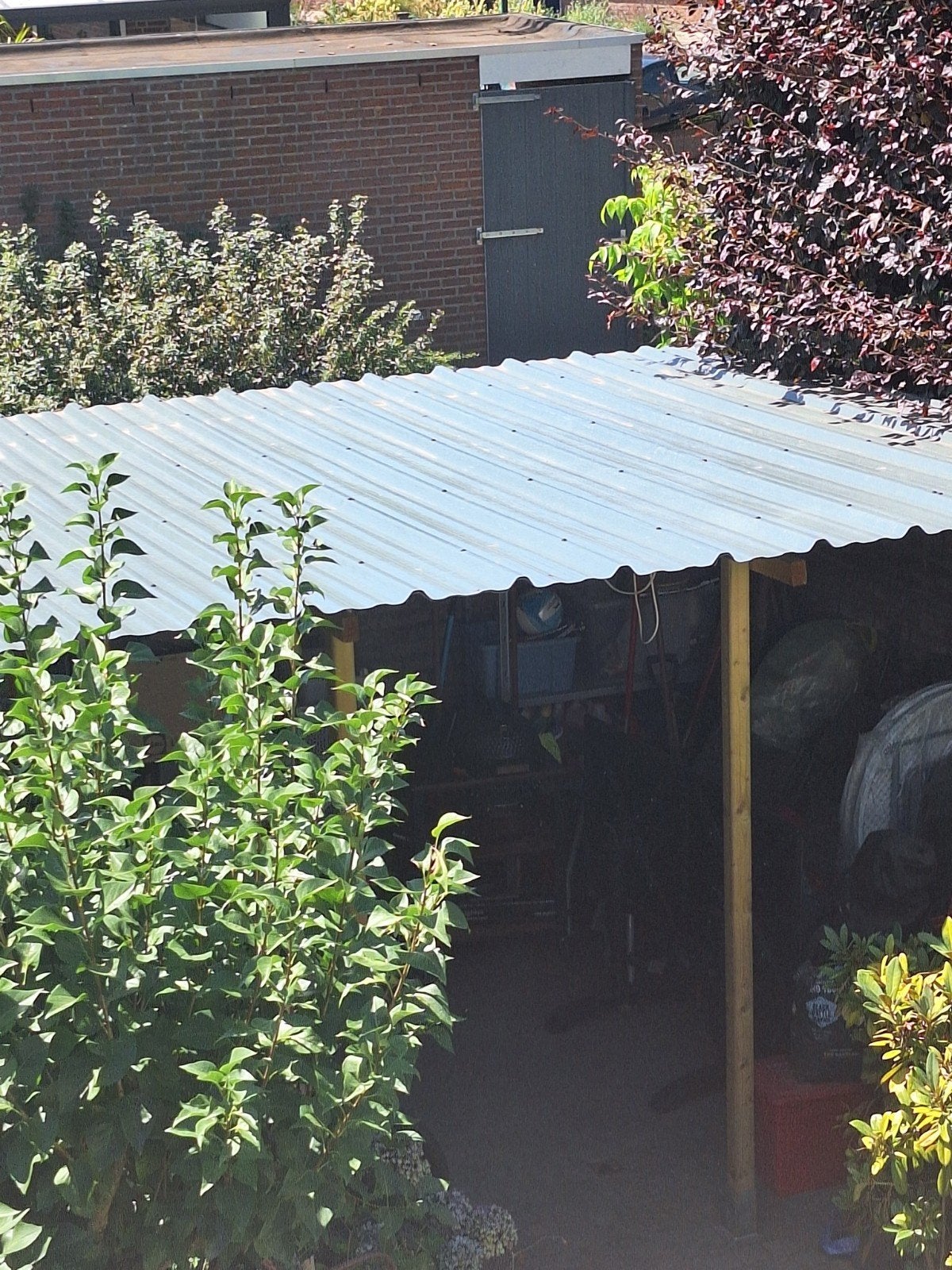 Demontabel Afdak 400x310 cm, Hoogte 220-195 cm, Ophalen, Zo goed als nieuw, Hout, Overige typen