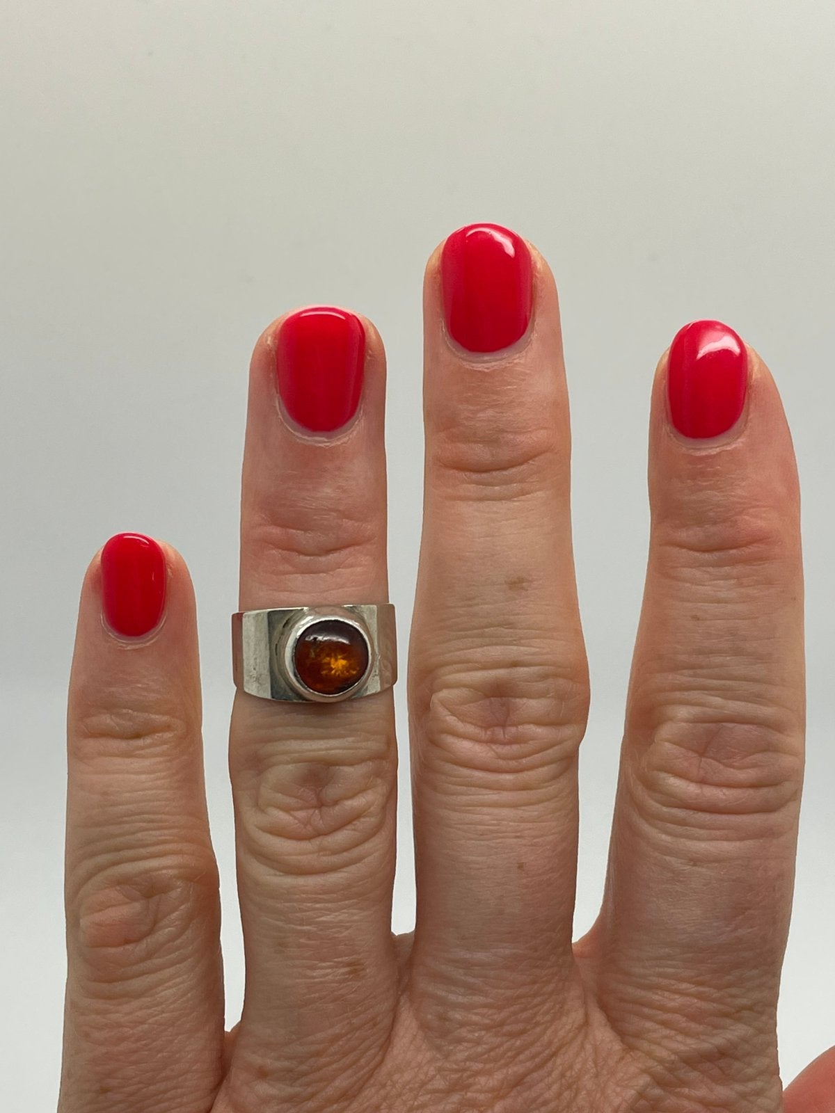 E335 Prachtige zilveren Georg Kramer ring maat 16, Ophalen of Verzenden, Zilver, Ring, Met edelsteen