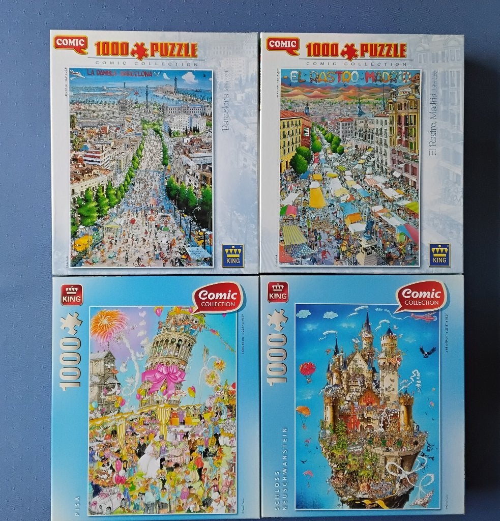 4 puzzels King Comic Collection, Hobby en Vrije tijd, Ophalen, 500 t/m 1500 stukjes, Zo goed als nieuw, Legpuzzel