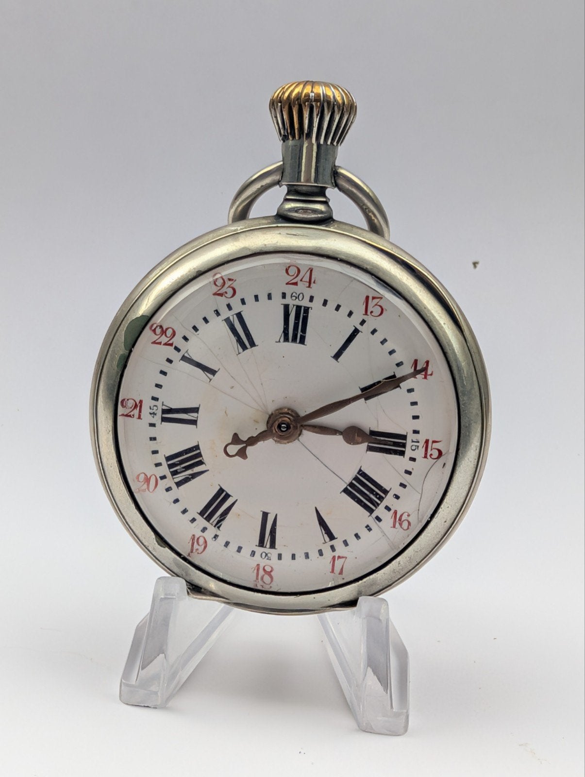 Antiek zakhorloge "Chemin de Fer International" loopt niet, Antiek en Kunst, Antiek | Klokken, Ophalen of Verzenden