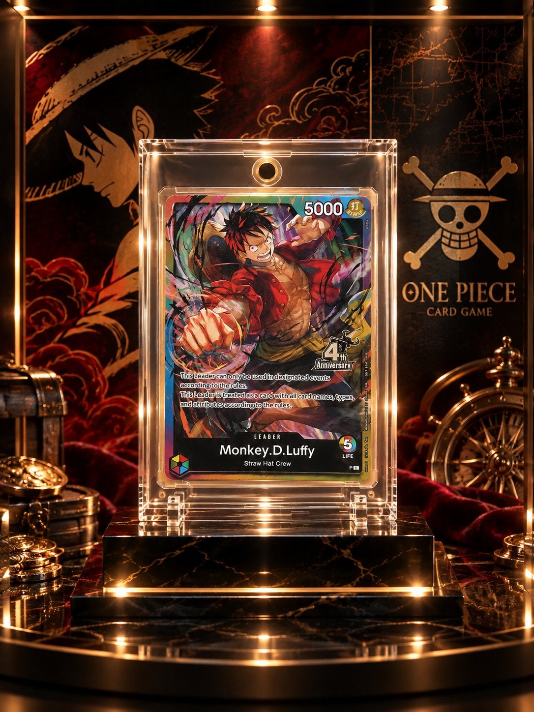 Monkey D. Luffy 4th Anniversary Leader – One Piece, Hobby en Vrije tijd, Verzenden, Zo goed als nieuw, Losse kaart