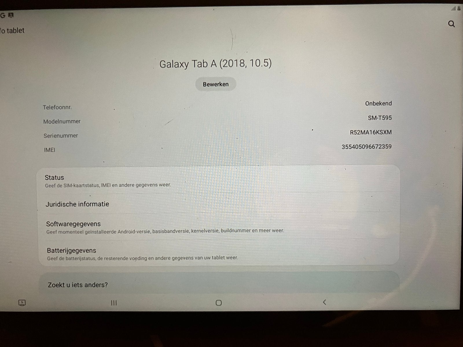 Samsung Galaxy Tab A (2018, 10.5) met barst in scherm, Ophalen of Verzenden, Gebruikt, 10 inch, Wi-Fi en Mobiel internet
