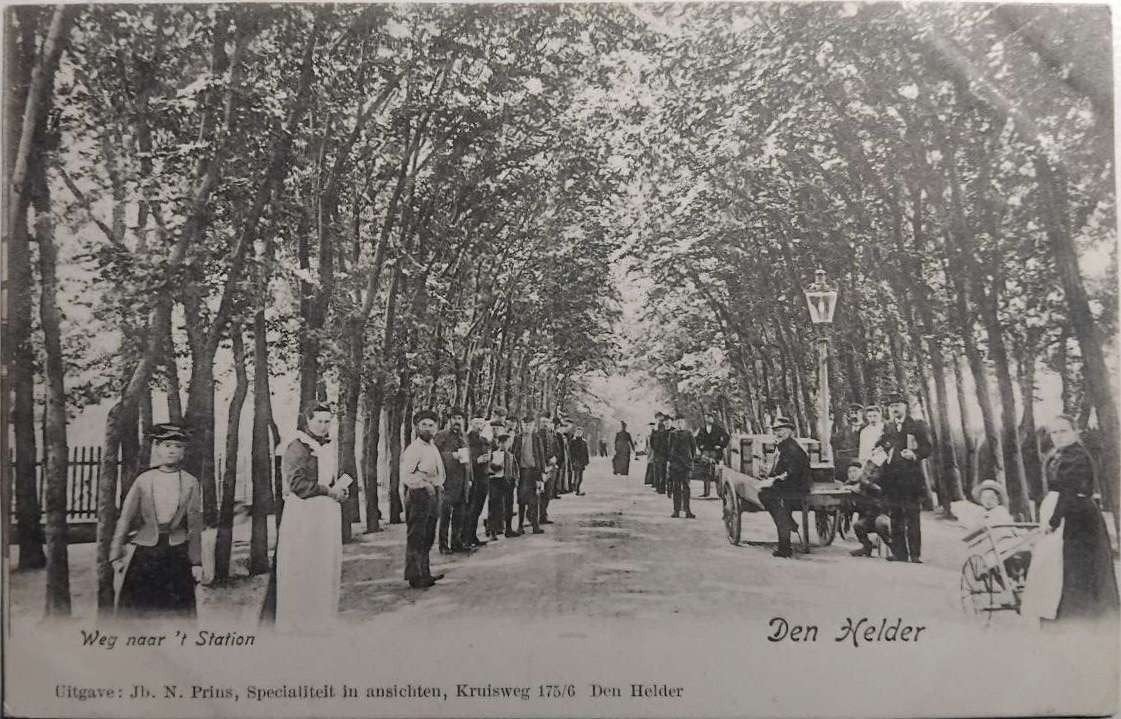 Den Helder 1903 – Weg naar 't Station (Uitg. Jb. N. Prins), Ophalen of Verzenden, Voor 1920, Gelopen, Noord-Holland