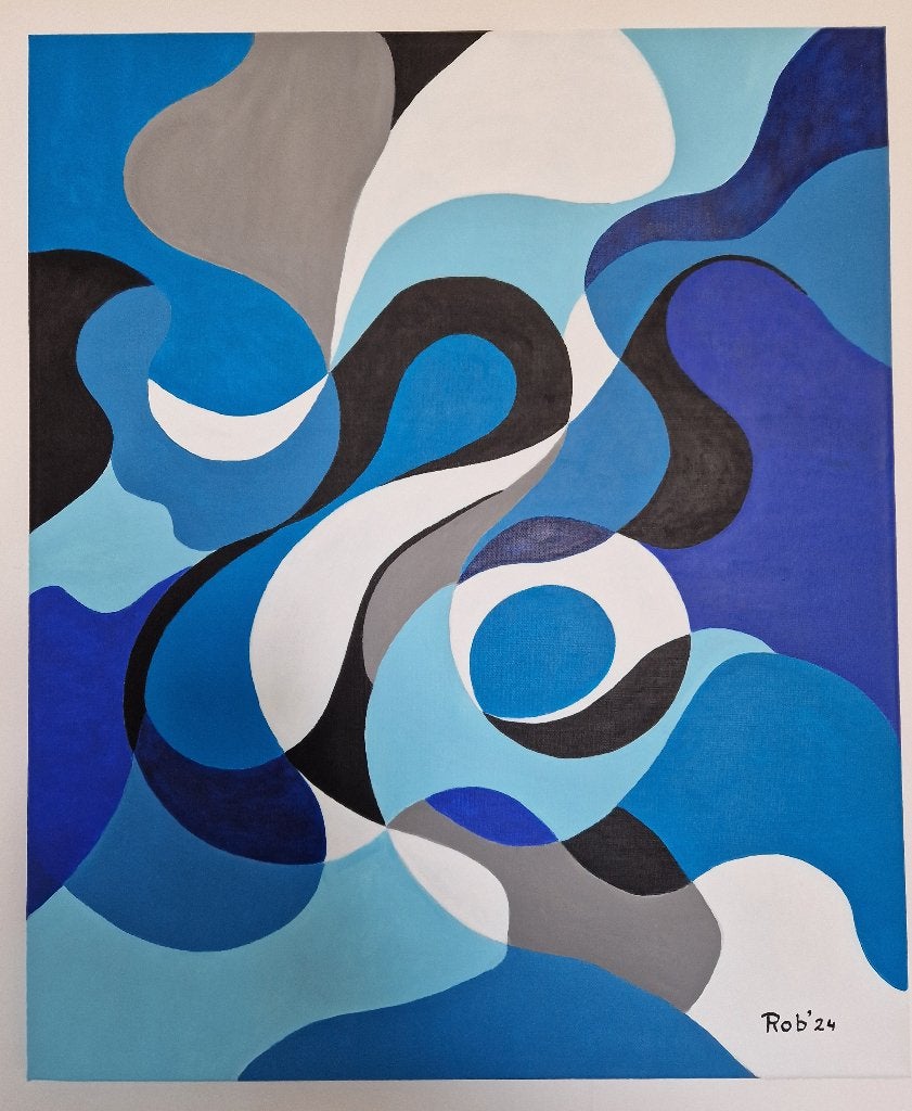 Abstract schilderij, zelf geschilderd op doek met acryl, Ophalen