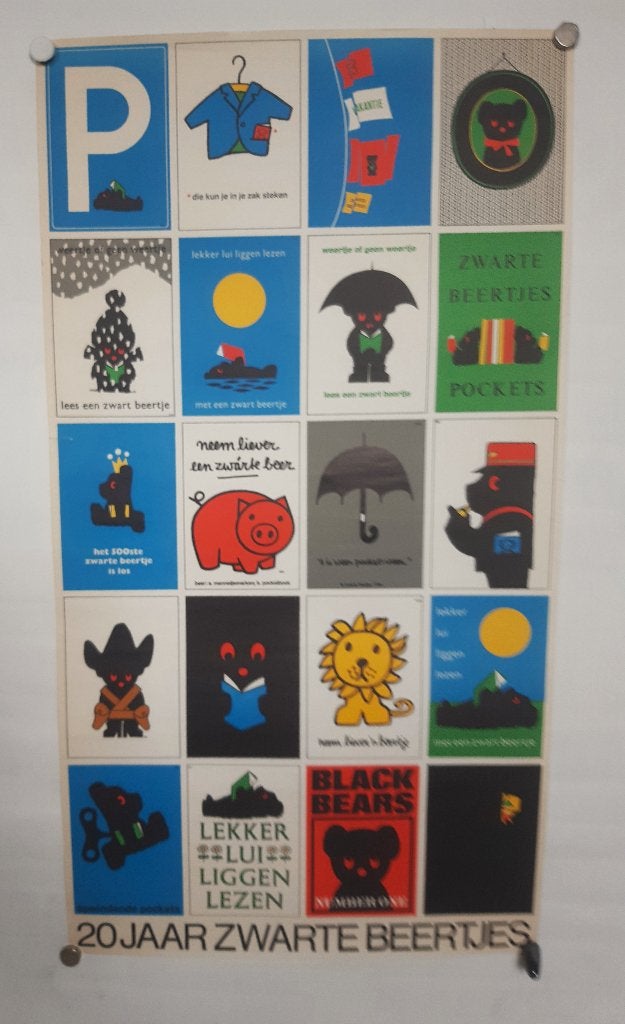 Originele Poster Dick Bruna 20jr Zwarte Beertjes, Ophalen of Verzenden, A1 t/m A3, Film en Tv, Rechthoekig Staand
