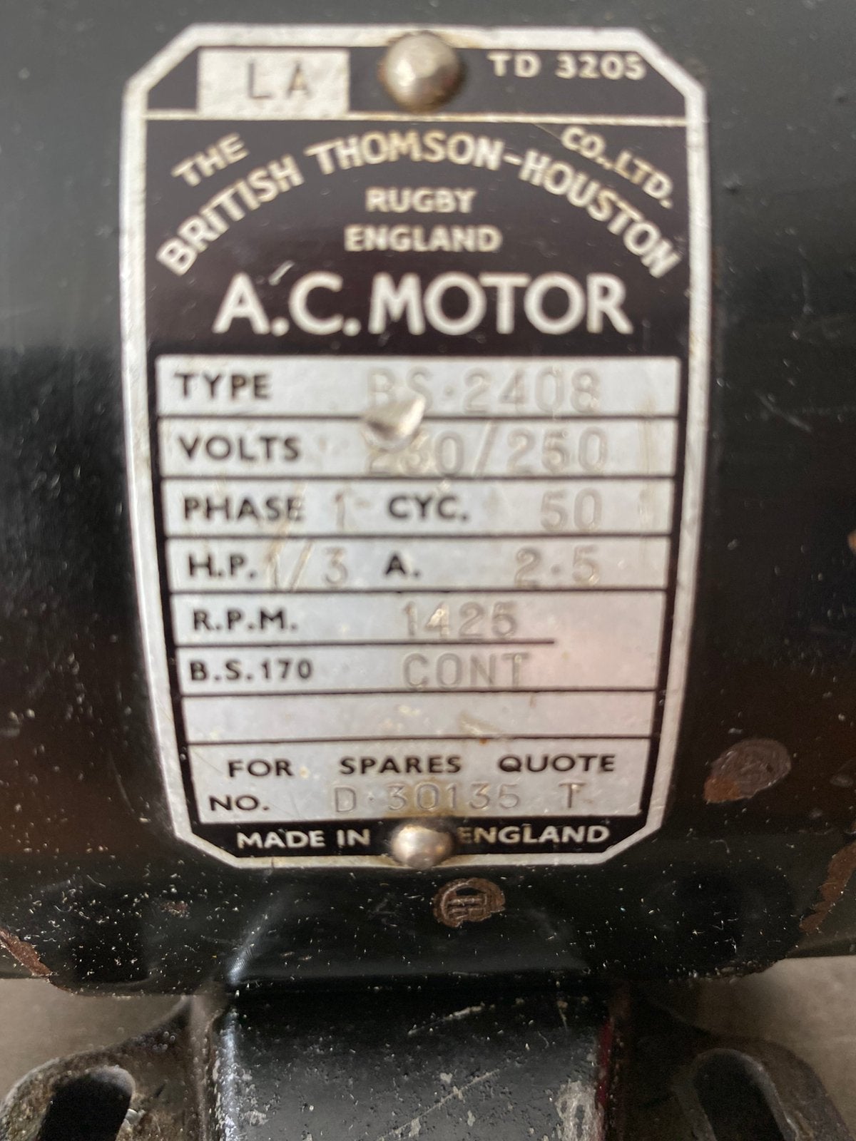 Myford ML7 220v motor, Ophalen of Verzenden, Gebruikt, Onderdeel