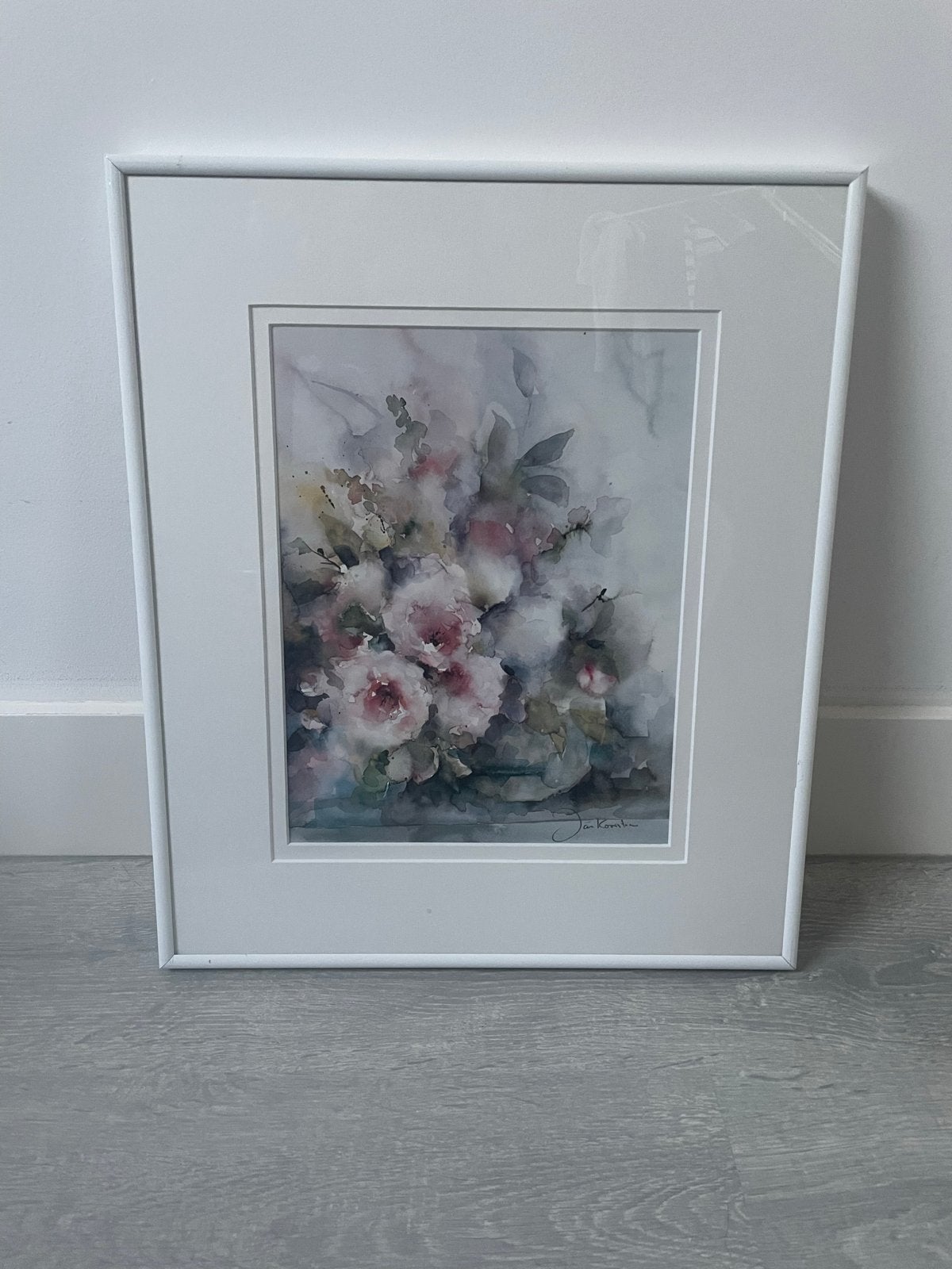 Schilderij Jan Kooistra - Bloemen (40x48 cm, ingelijst), Antiek en Kunst, Aquarel, Papier/karton, Ophalen of Verzenden, Ingelijst