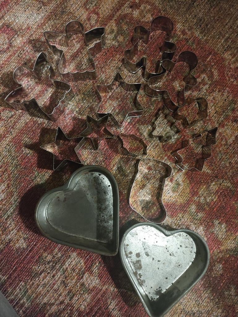 set Bakvormen en koekjes vormen, Zilver, Ophalen of Verzenden, Metaal, Overige typen