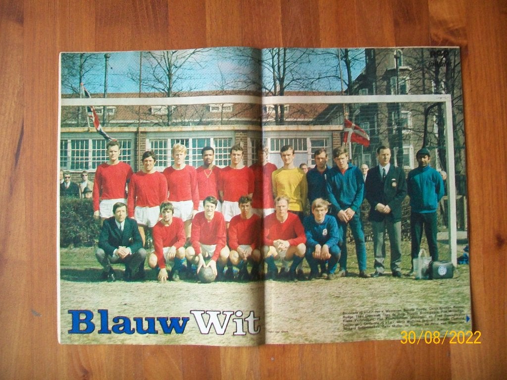 Poster Blauw Wit 1969-1970 ( Pep uithaler), Verzenden, Zo goed als nieuw, Ajax, Boek of Tijdschrift