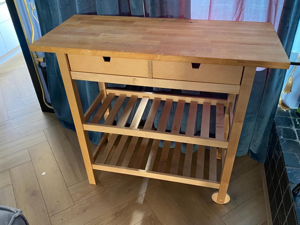 Roltafel/worktop, Ophalen, 100 tot 150 cm, Zo goed als nieuw, Overige houtsoorten