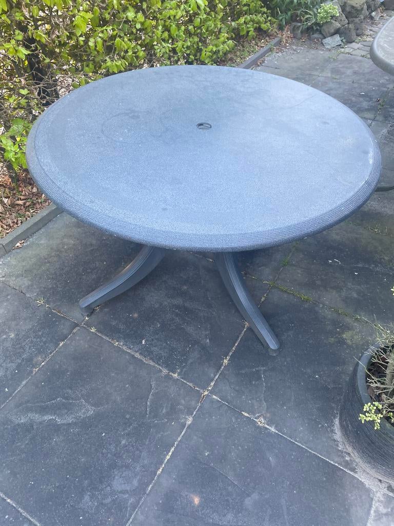 Ronde tuintafel - Grijs kunststof, Ophalen, Gebruikt, Rond, Kunststof