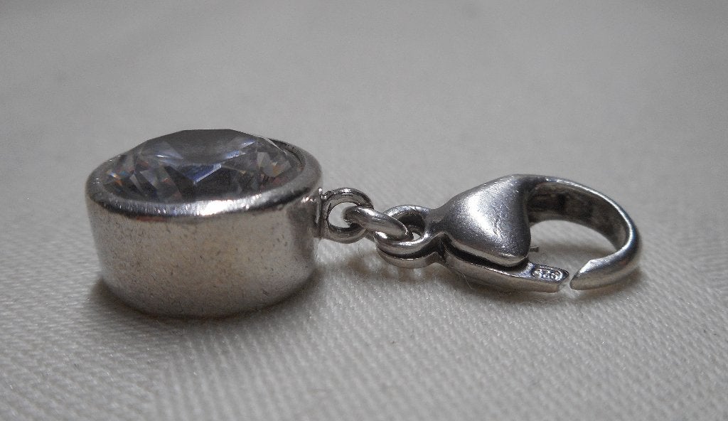 Zilveren Ti Sento charm bedel met heldere steen nr.757, Overige merken, Verzenden, Zo goed als nieuw, 1 bedel
