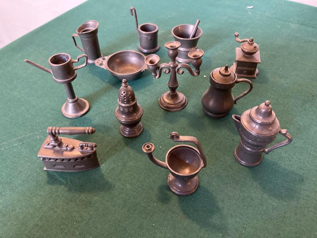 12 Tinnen Miniaturen., Ophalen of Verzenden