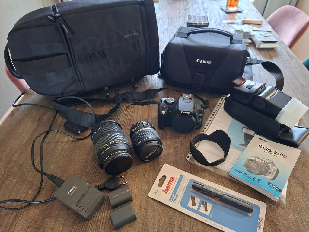 Canon EOS 350D met lenzen en accessoires, Ophalen of Verzenden, Gebruikt, Spiegelreflex, Canon