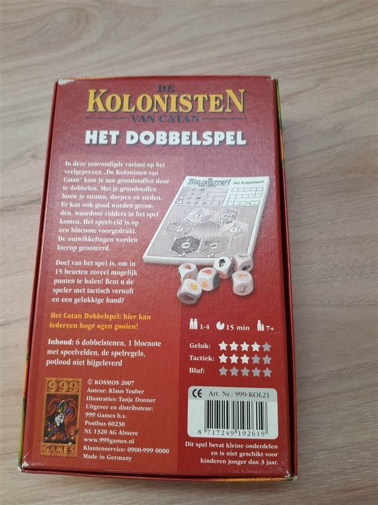 De kolonisten van Catan - het dobbelspel - s3738, Hobby en Vrije tijd, Verzenden, Zo goed als nieuw