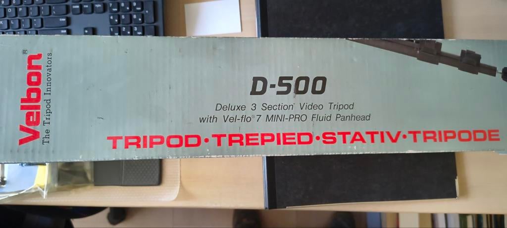 Velbon D-500 Deluxe 3 Section Video Statief met Panhead, Gebruikt, 150 tot 175 cm, Met balhoofd, Ophalen of Verzenden