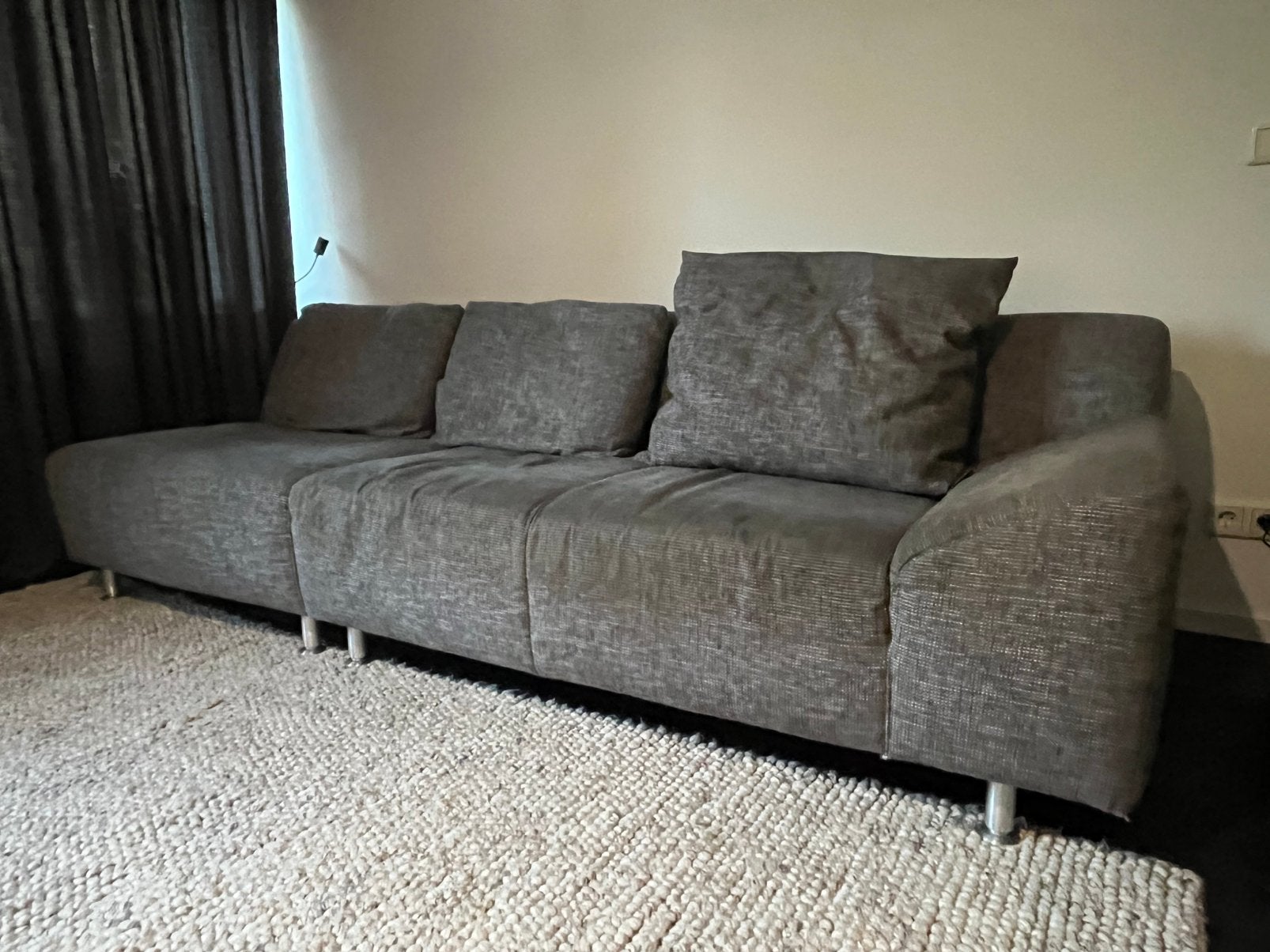 Gratis, Bank 3 sits 245cm lang,, Ophalen, Gebruikt, Driepersoons, 75 tot 100 cm
