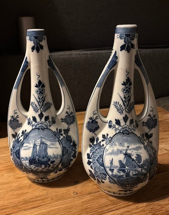 Antieke Mosa Maastricht 'Oorvaas' – Louis Regout Dec 515, Ophalen, Zo goed als nieuw, Blauw