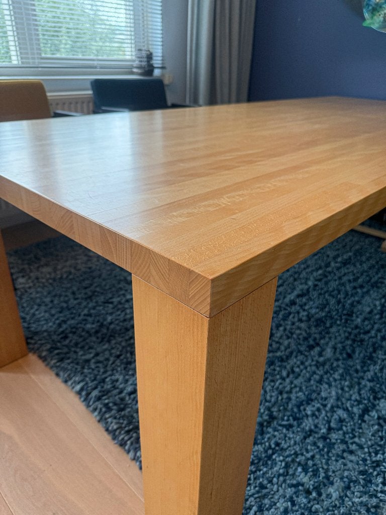 Eettafel van lichte hout, Huis en Inrichting, Ophalen, Gebruikt, 200 cm of meer, 50 tot 100 cm