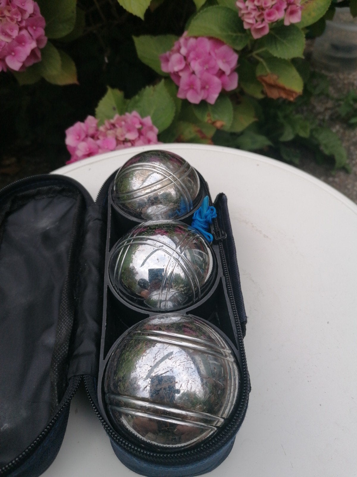 Jeu de boules set voor doublet met 3 ballen en tasje, Ophalen of Verzenden