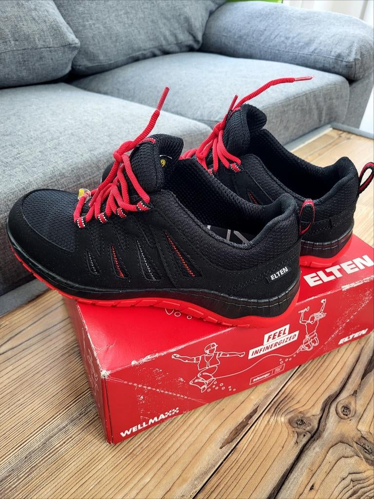 ELTEN Maddox Black-Red S3 Lage Veiligheidsschoenen Maat 42, Kleding | Heren, Ophalen of Verzenden