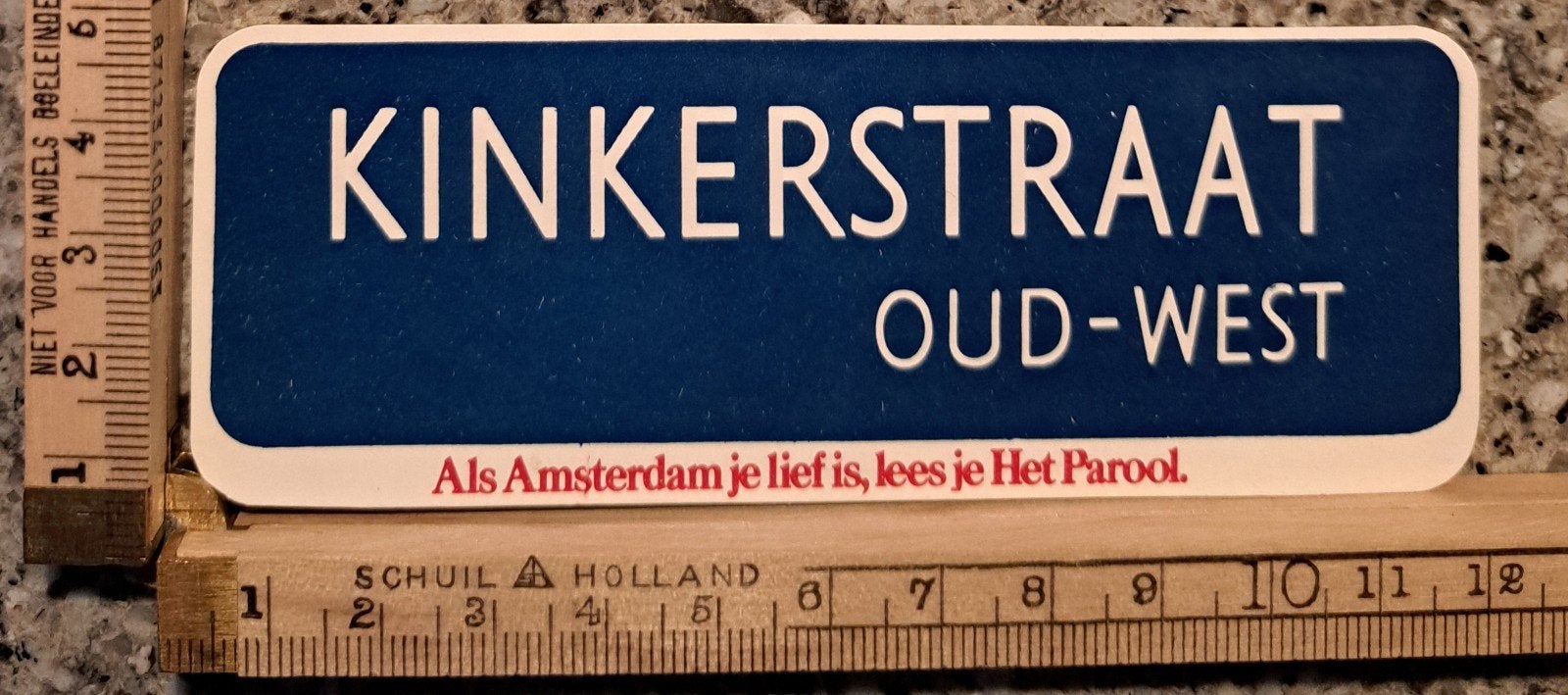 Vintage sticker plaatsnaambord Kinkerstraat Amsterdam, Ophalen of Verzenden, Zo goed als nieuw, Overige typen