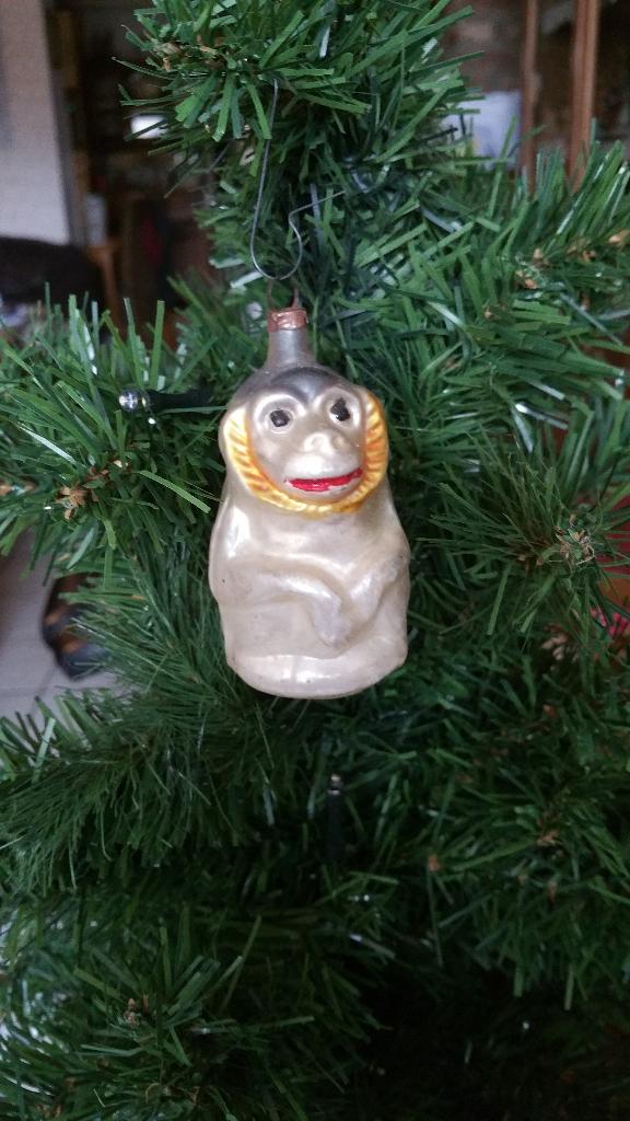 antieke kerstbal nr 295 model aap, Diversen, Kerst, Gebruikt, Ophalen of Verzenden