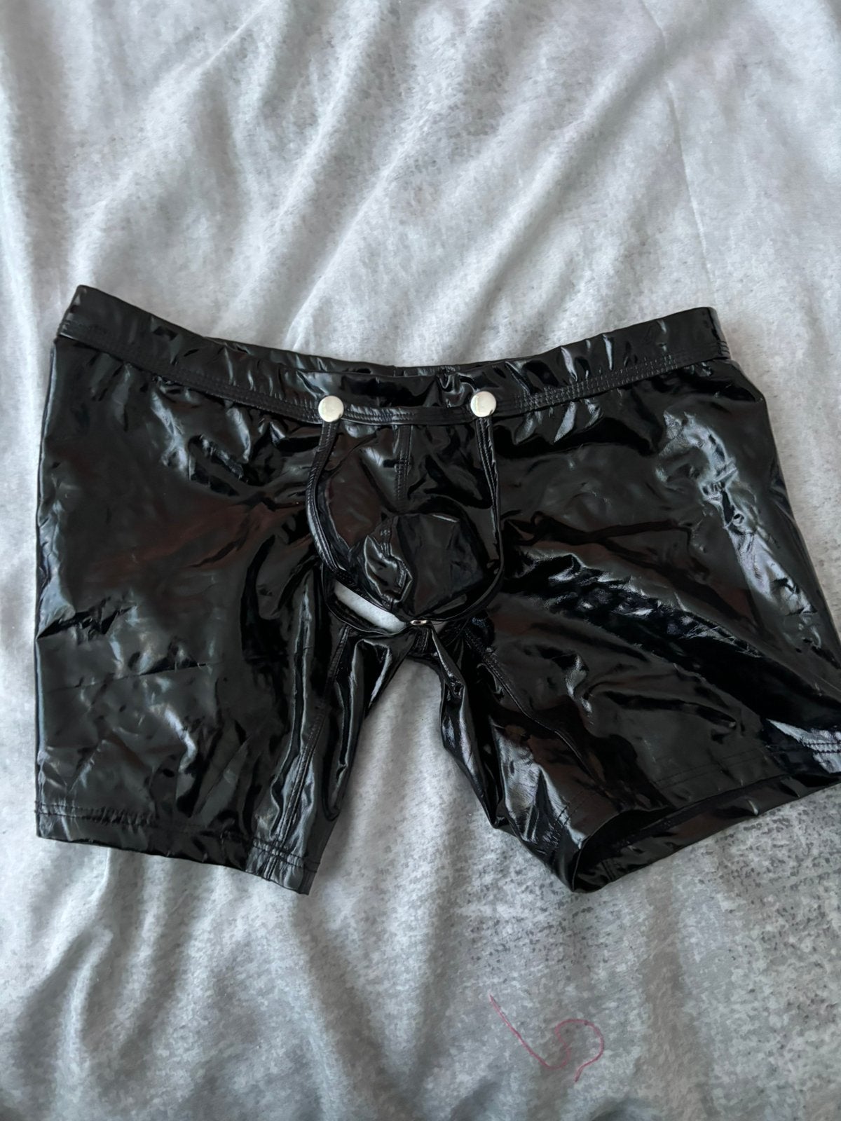 Lak broekje met afneembaar front, Verzenden, Zwart, Slip