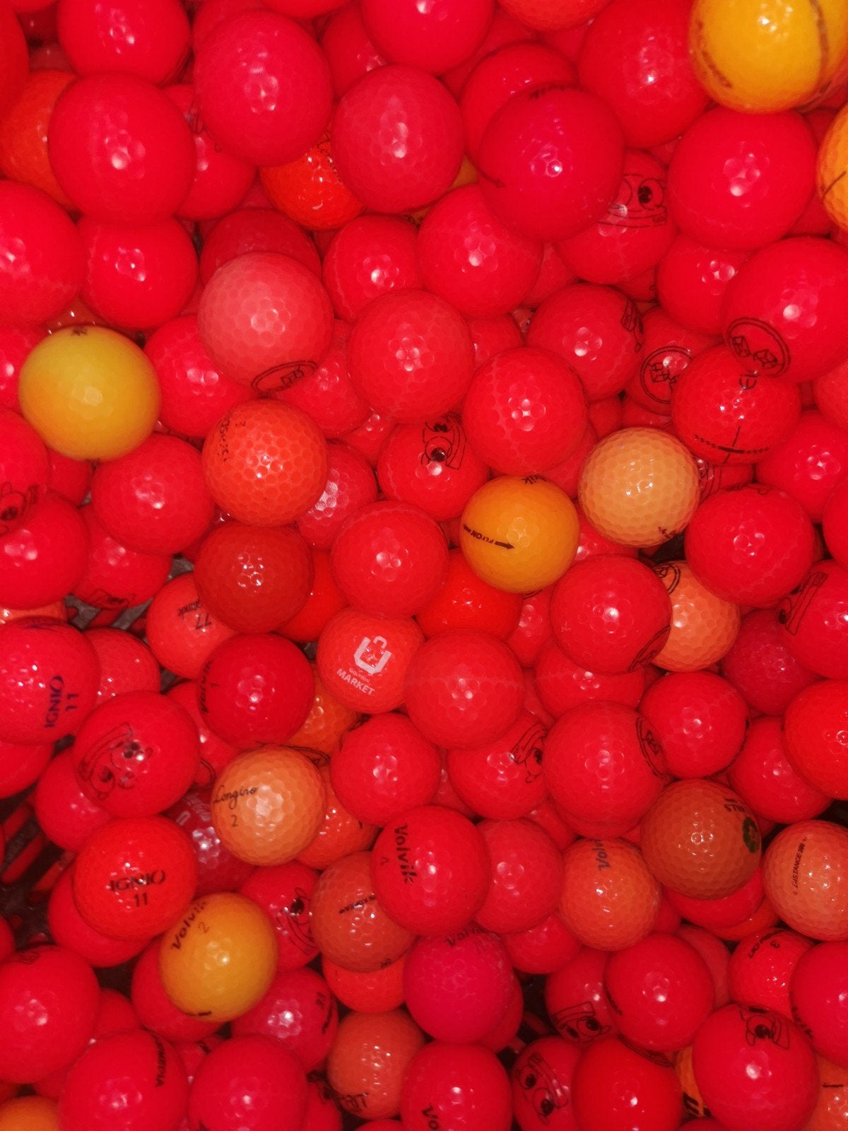 Oranje rode golfballen 100 stuks, Ophalen of Verzenden, Bal(len)