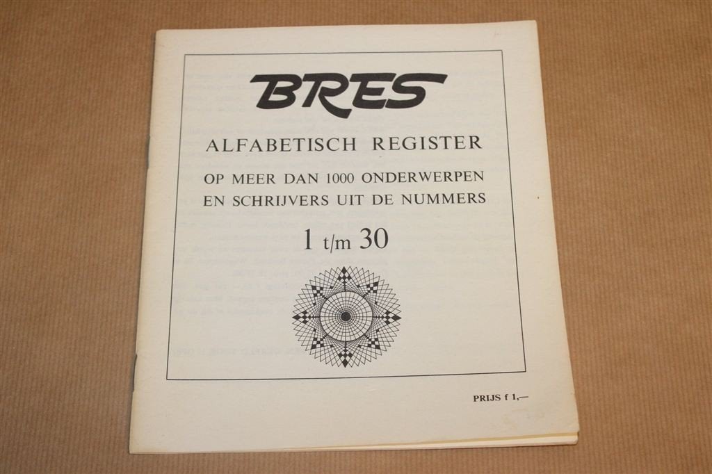 BRES – Alfabetisch register op nummers 1 t/m 30, Ophalen of Verzenden, Gelezen, Overige onderwerpen, Achtergrond en Informatie