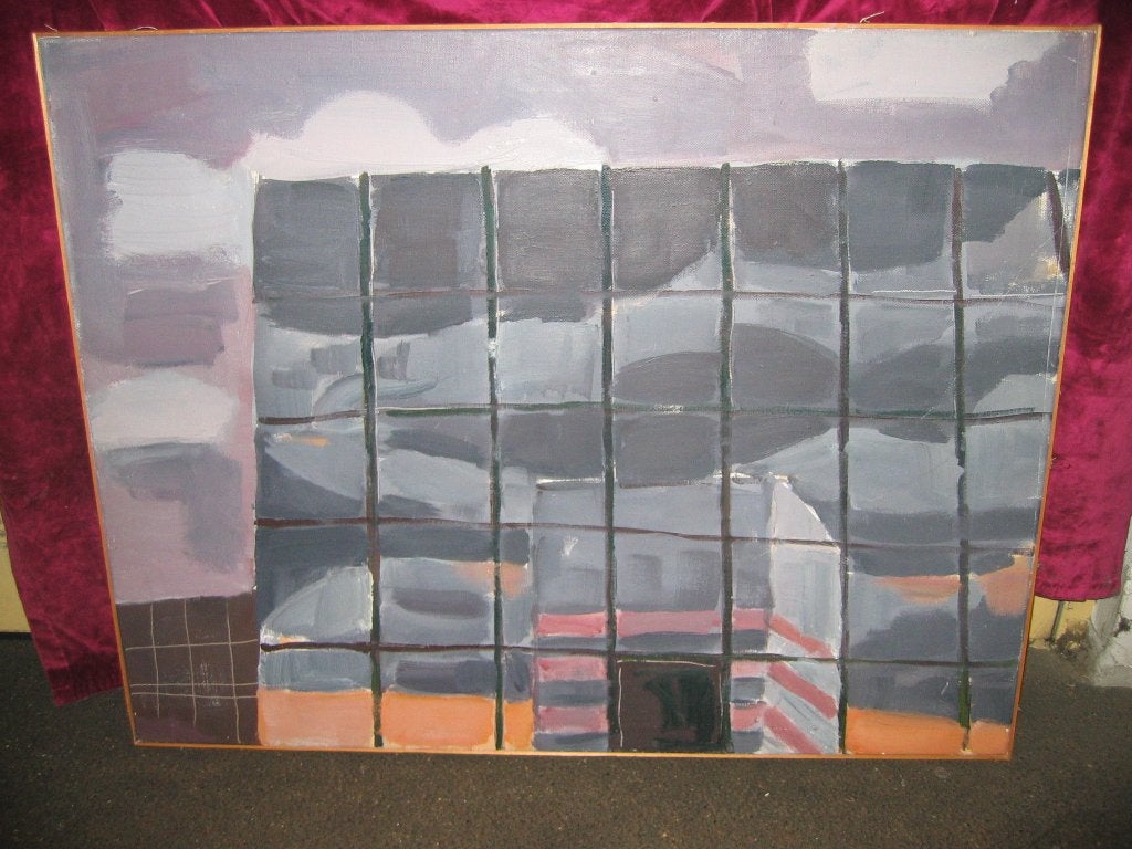 Schilderij  'Avond in de stad'..Alfons de Miranda' (1928 - ), Antiek en Kunst, Kunst | Schilderijen | Abstract, Ophalen