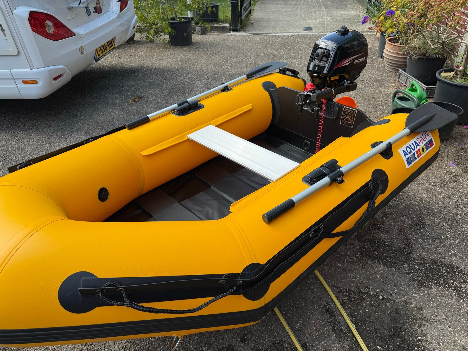 Aquaparx 230PRO MKIII rubberboot + Hidea 2,5 pk 4-takt, Ophalen, Inclusief motor, Zo goed als nieuw, Buitenboordmotor
