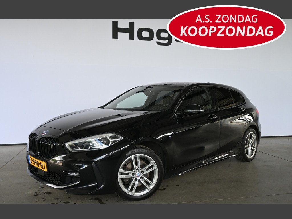 BMW 1-serie 118i High Executive Automaat M-Pakket Navigatie, Automatische klimaatregeling, Gebruikt, Met garantie (alle), Leder en Stof