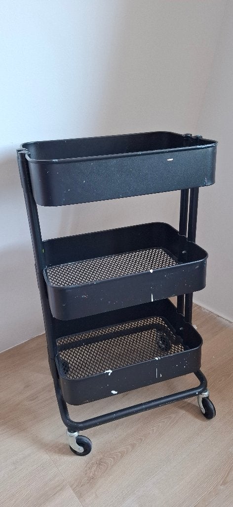 IKEA RÅSKOG Trolley / Roltafel Zwart met Blad Raskog, Ophalen, Gebruikt