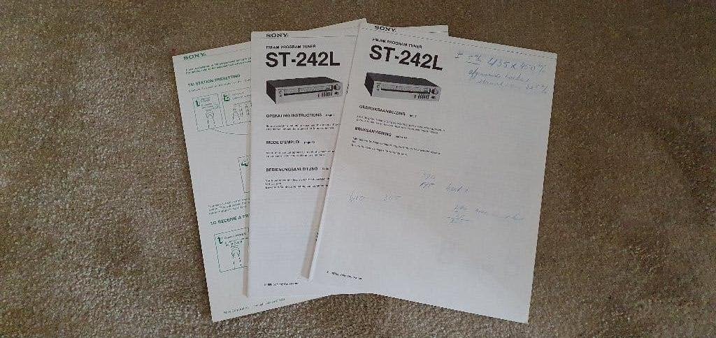 Handleiding en Quick Reference Card Sony ST-242L tuner 1980, Ophalen of Verzenden, Zo goed als nieuw