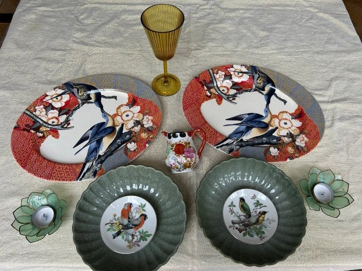 Decoratieve schalen met vogelmotieven, Ophalen of Verzenden