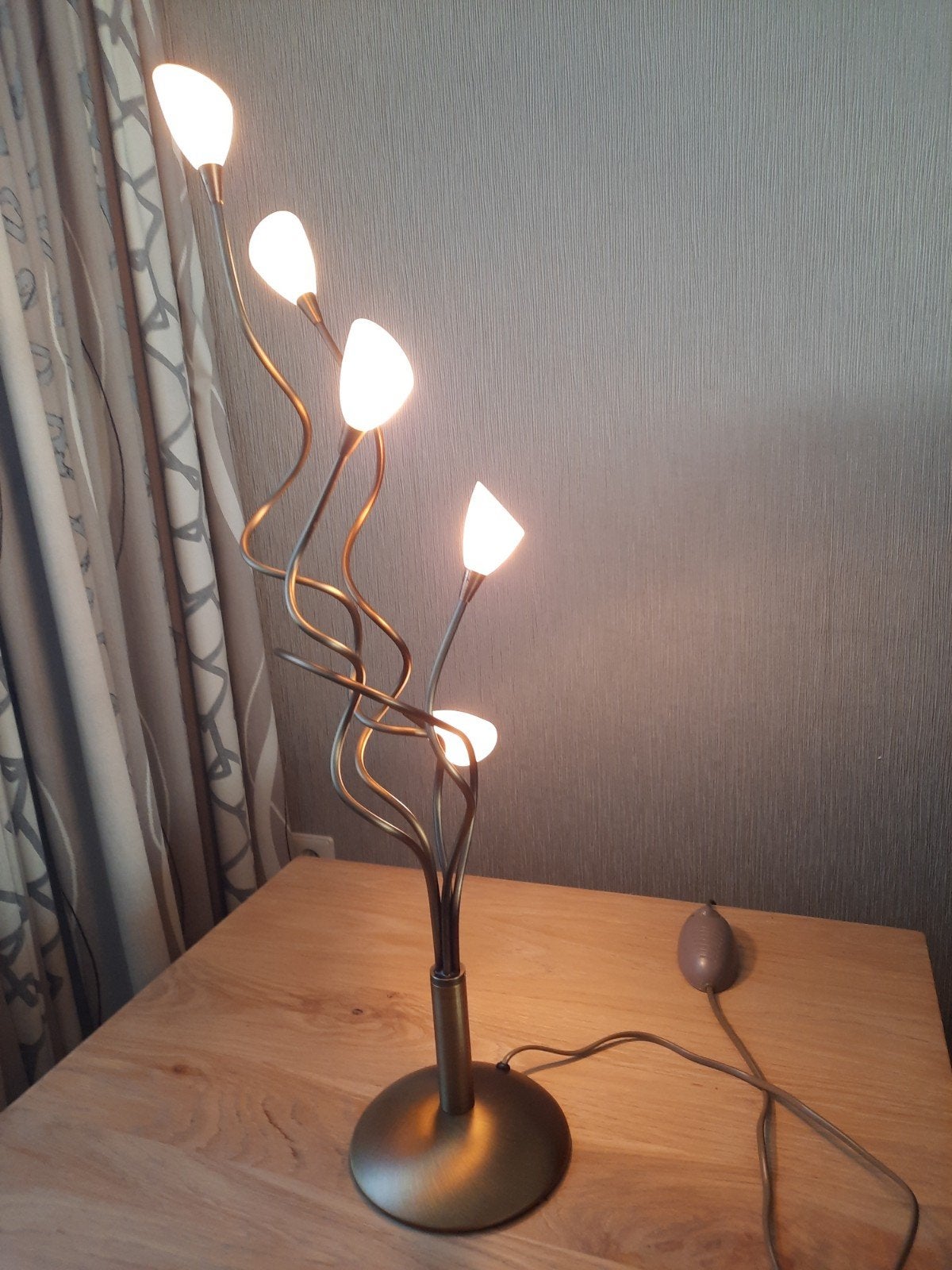 Bronzen tafellamp met dimmer, Huis en Inrichting, Ophalen, Gebruikt, Dimbaar, Overige fittingen